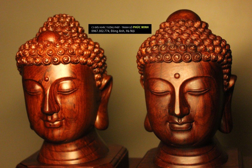 Đầu tượng Phật Thích ca và Đầu tượng Phật A di đà cao 21cm