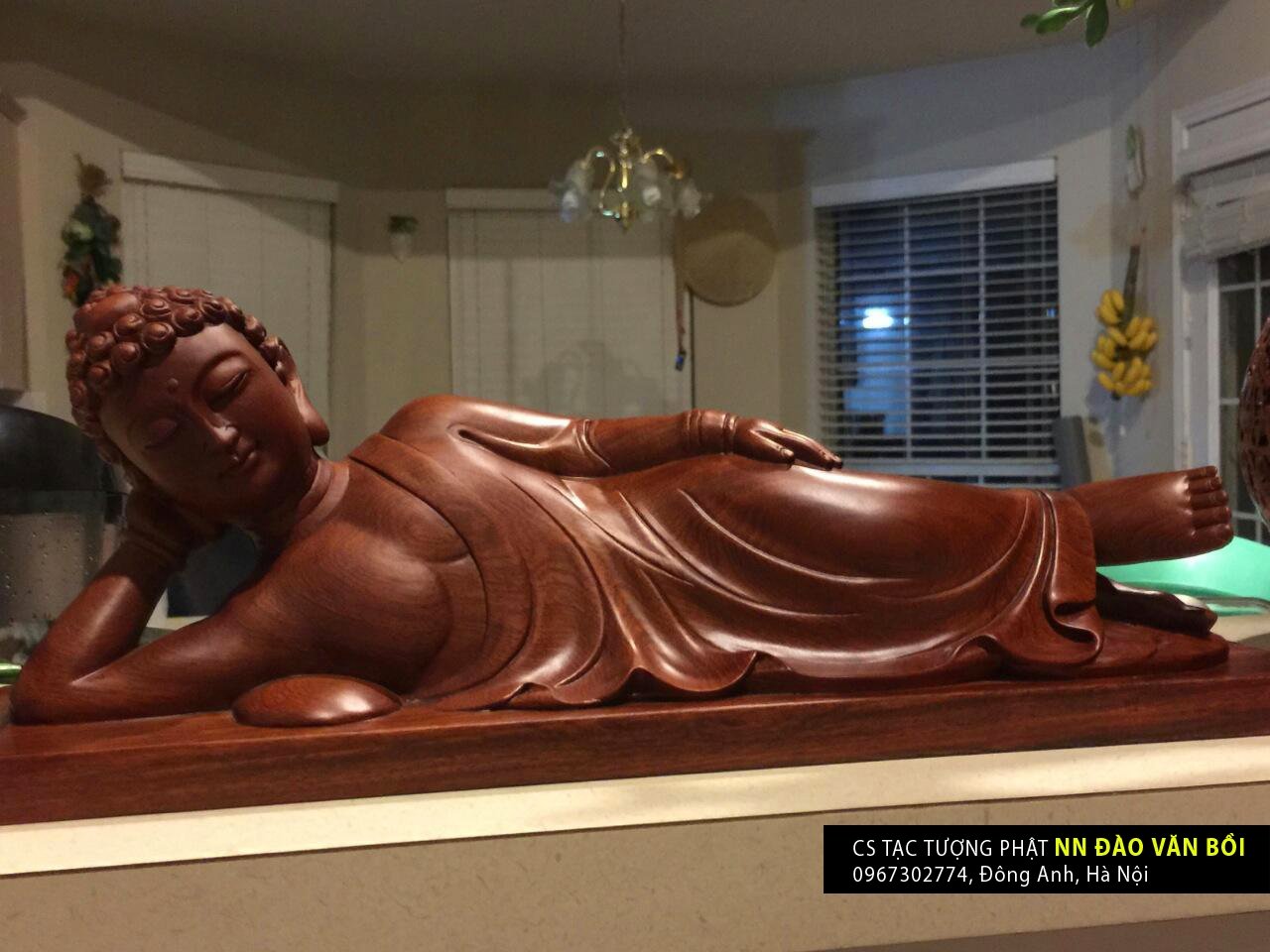 Tượng Phật Niết bàn được Phật tử Anh H. Nguyễn, tại bang Texas, Mỹ thỉnh.