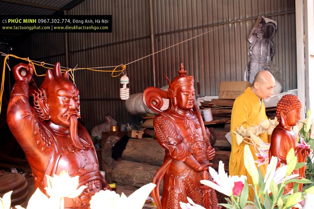 Lễ thỉnh tượng Hộ Pháp Vi Đà và Tiêu Diện Đại Sĩ bằng gỗ Giáng Hương quý về tôn trí tại Chùa Bảo Tích, huyện Tiên Du, tỉnh Bắc Ninh