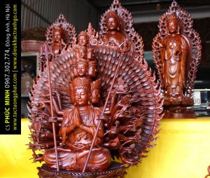 Bộ Tượng Tây Phương Tam thánh cao 67-62-62cm, Tượng Thiên Thủ Thiên Nhãn Bồ Tát 81cm, Tượng Địa tạng Vương Bồ Tát 40cm, gỗ Hương