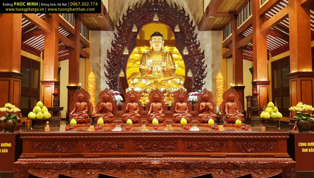 Bộ tượng Thất Phật Dược Sư (5 Bộ Thủ Ấn) dựa trên tranh vẽ cổ Mạn Đà La cách đây hàng trăm năm - chùa Việt Nam Quốc Tự, Hồ Chí Minh