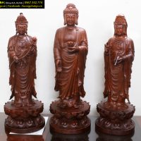 Bộ tôn tượng Tây Phương Tam Thánh đứng cao 117-114-114cm, mẫu 2019
