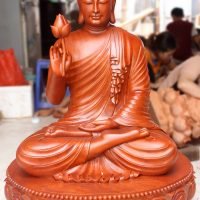 Tôn tượng Phật Thích Ca lối Gandhara ngồi 1 tòa sen cao 1.08m