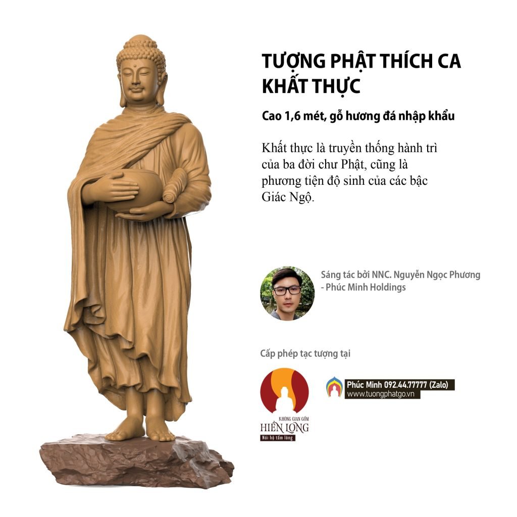 Tôn tượng Phật Thích Ca lối Gandhara đứng Khất thực