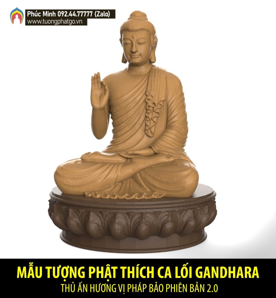 Tôn tượng Phật Thích Ca lối Gandhara thủ ấn Thuyết pháp