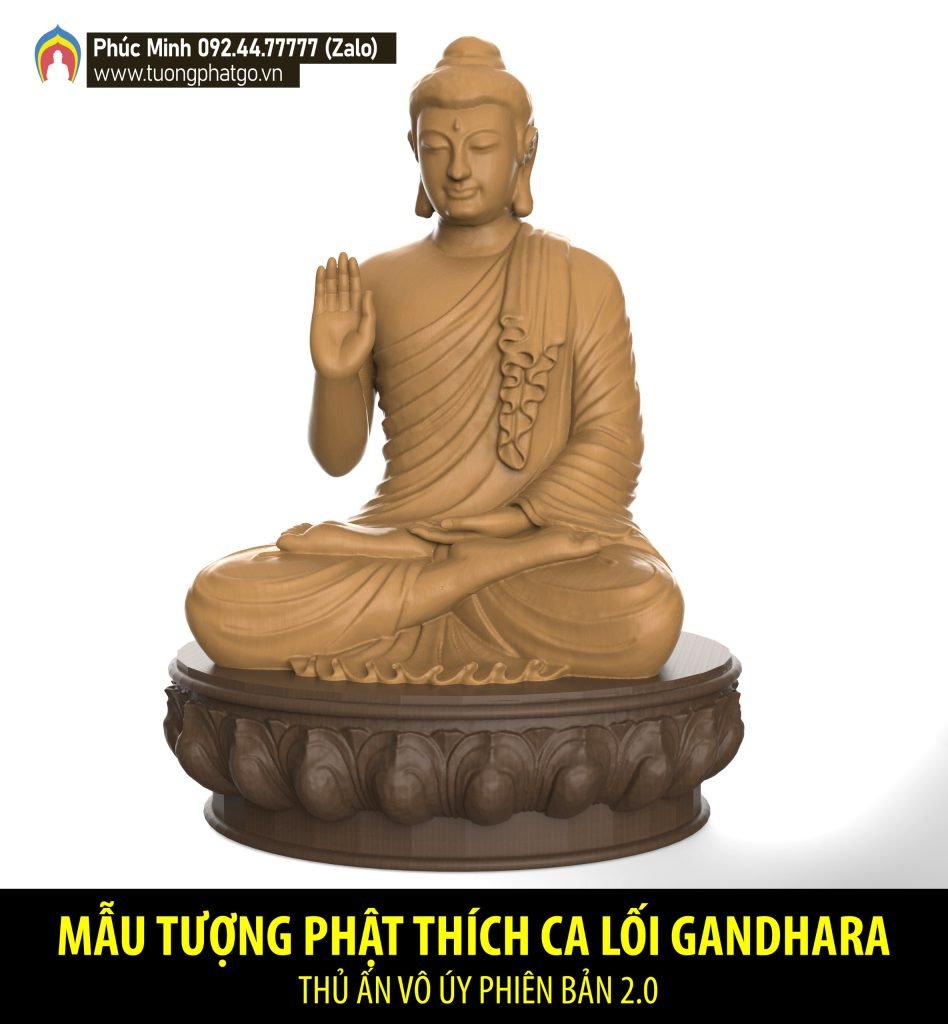 Tôn tượng Phật Thích Ca lối Gandhara thủ ấn Vô Úy