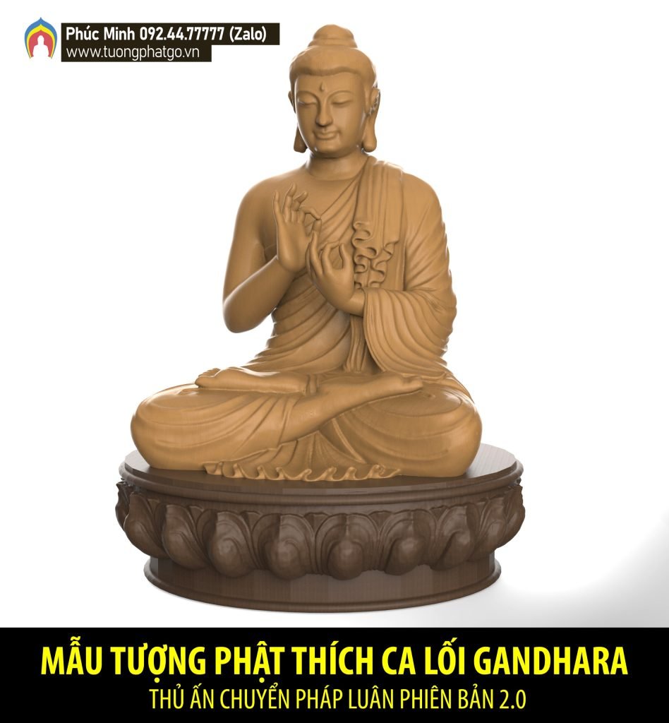 Tôn tượng Phật Thích Ca lối Gandhara thủ ấn Chuyển Pháp luân