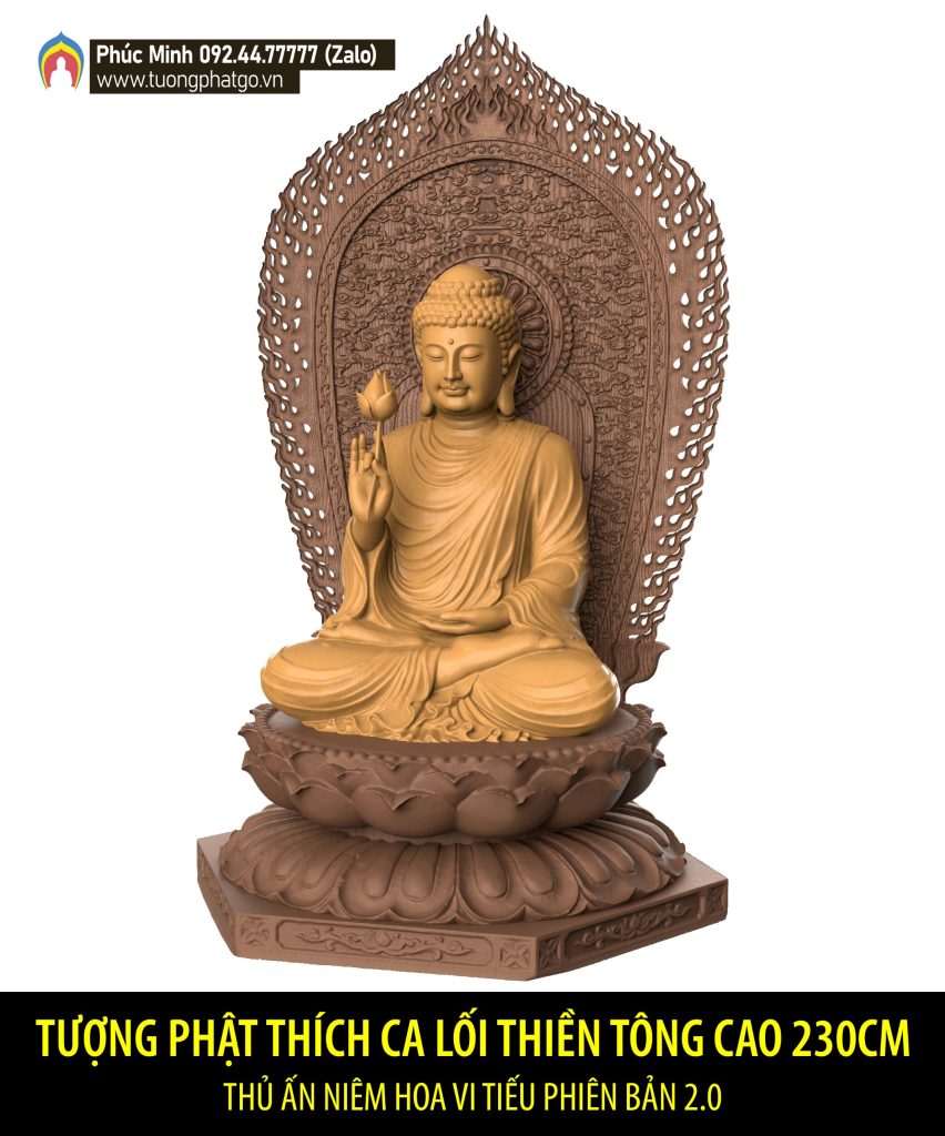 Tôn tượng Phật Thích Ca lối Thiền tông thủ ấn Niêm hoa vi tiếu
