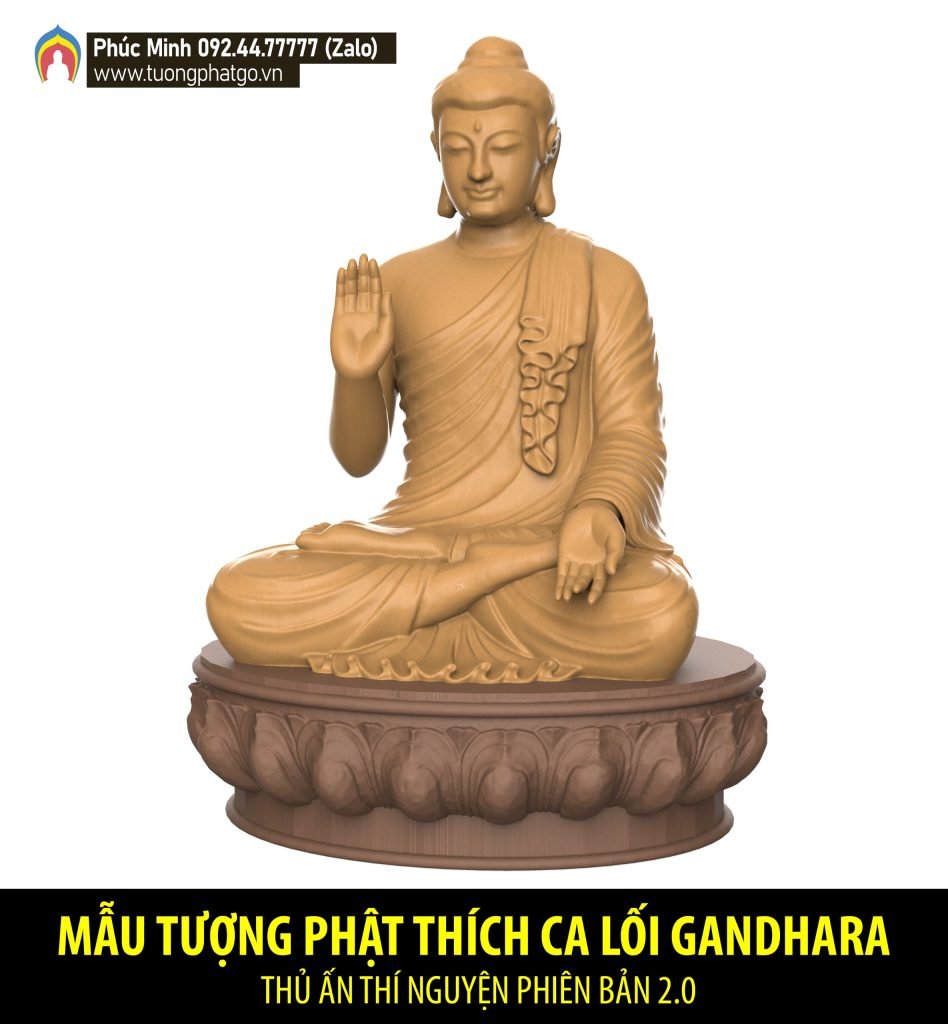 Tôn tượng Phật Thích Ca lối Gandhara thủ ấn Thí Nguyện