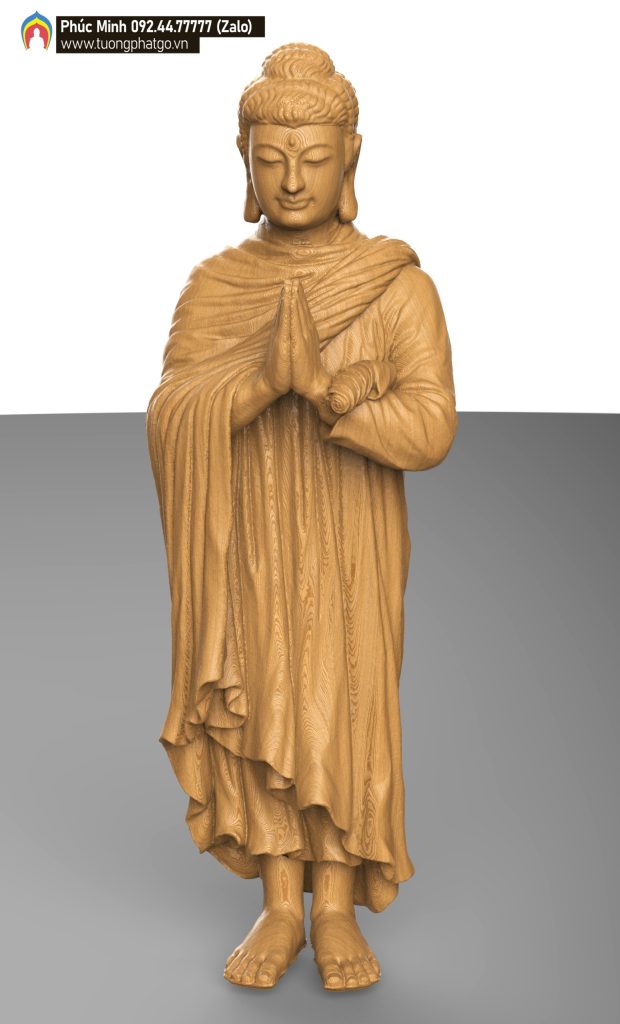 Tôn tượng Phật Thích Ca lối Gandhara đứng chắp tay