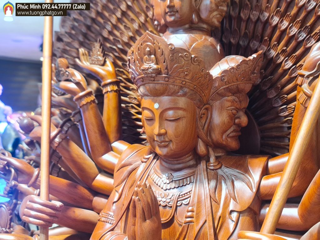 Tôn tượng Thiên Thủ Thiên Nhãn Thập Nhất Diện Quan âm Bồ tát 42 thủ ấn 5 kiểu Diện cao 1.6 mét